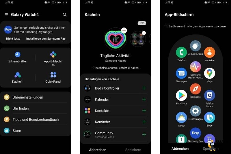 Man sieht die Samsung Galaxy Wearable App auf dem Handy.